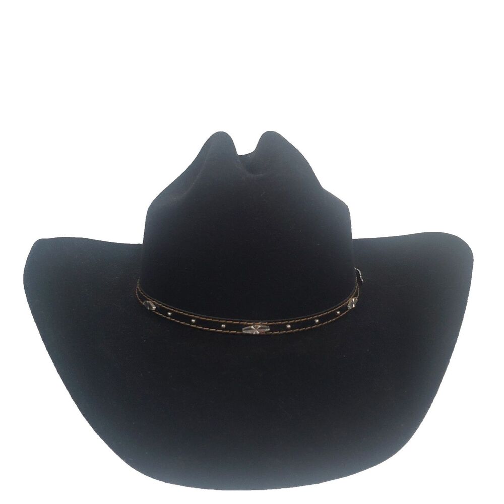 VTG Justin Astros Western Cowboy Hat Black 100% Wool Felt Size 7 Cattleman